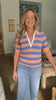 Striped Along Collared Top- Tangerine