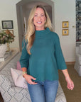 Sweet and Soft Pull Over Sweater-Teal Green