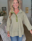 Right Way Striped Top-Olive