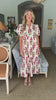 Flora Whim Midi Dress-Red/Ecru