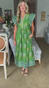 Coastal Brunch Floral Midi Dress-Green