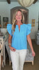Kind Eyes Poplin Top-Azure Blue