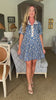Garden Girl Floral Mini Dress-Teal Blue