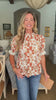 Carefree Charm Floral Top-Rust
