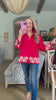 Poppy Fields Ricrac Trim Top-Red
