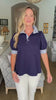 Stylish Staple Collared Top-Navy