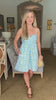 Botanical Brunch Mini Dress-Blue