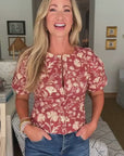 Falling Hard Floral Button Down Top