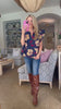 Renaissance Love Jacquard Top-Navy/Mustard