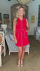 Bonjour Babe Collar Dress-Red