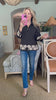 Poppy Fields Ricrac Trim Top-Black