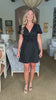 Saylor Smocked Mini Dress-Black