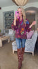 Bistro Charm Floral Top-Burgundy
