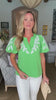 Vintage Bungalow Embroidered Top-Green