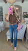 Snapdragon Floral Top-Brown