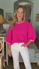 Sweethearts Peasant Sleeve Top- Hot Pink