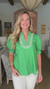 My Muse Embroidered Top-Green