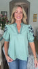 Lighthearted Embroidered Top-Sage