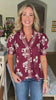 Greenhouse Florals Print Top-Garnet