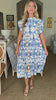 Villa Charm Floral Midi Dress-Blue