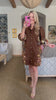 Crimson Petal Mini Dress-Brown